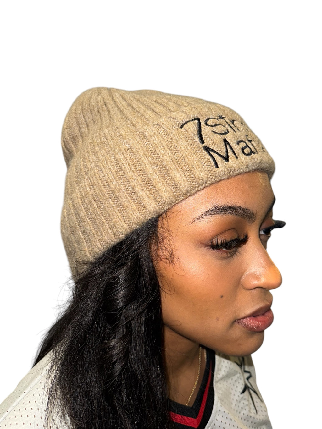 Beige Bookish Knit Beanie
