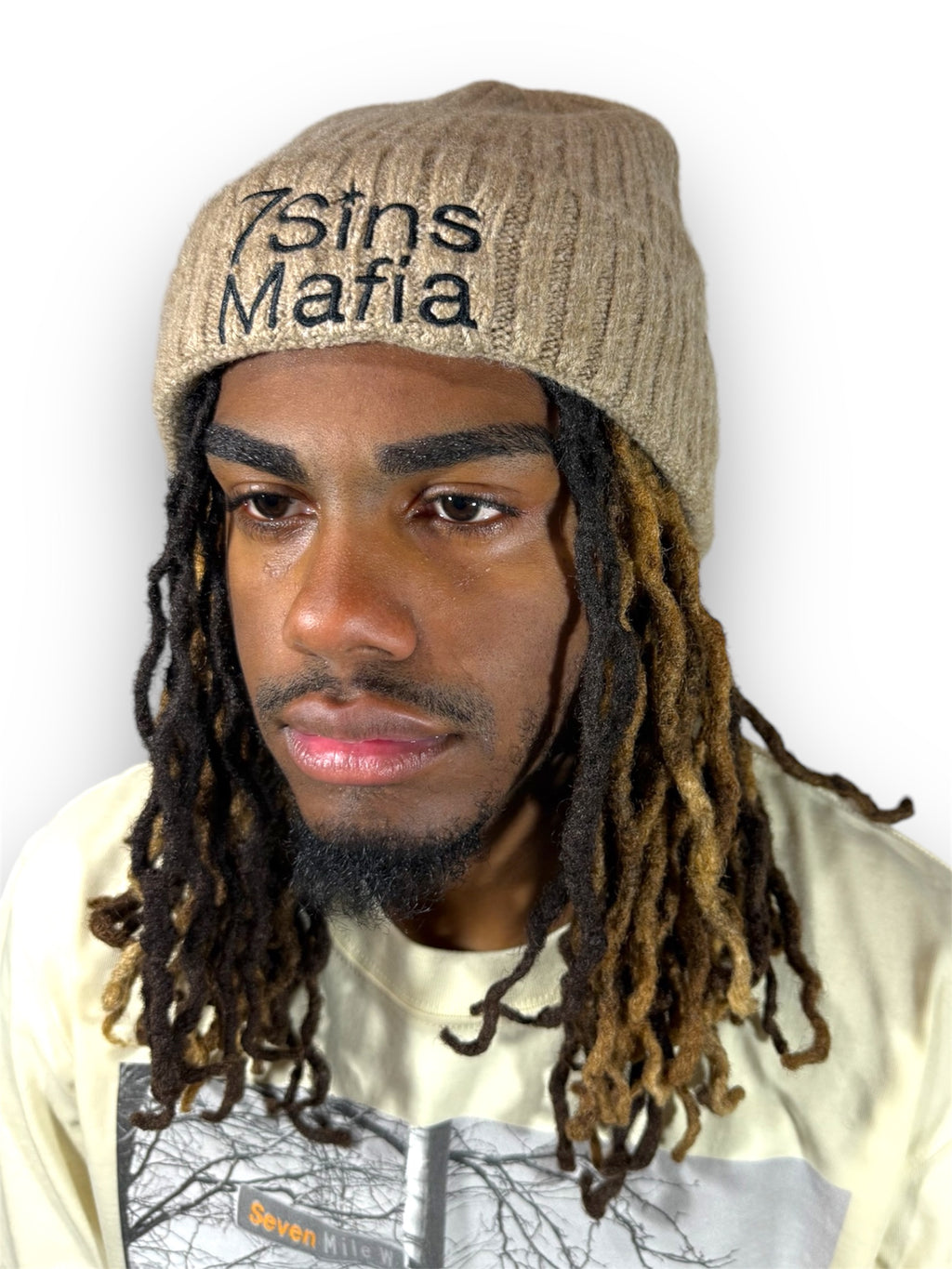 Beige Bookish Knit Beanie